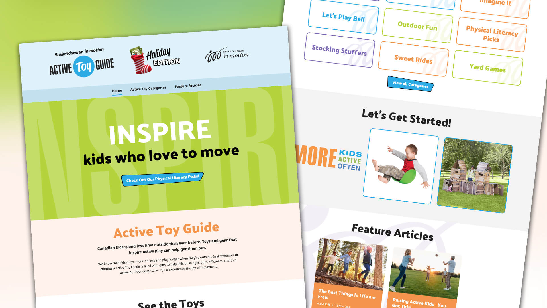 Saskatchewan in motion, Website, Active Toy Guide Website, Portfolio Image