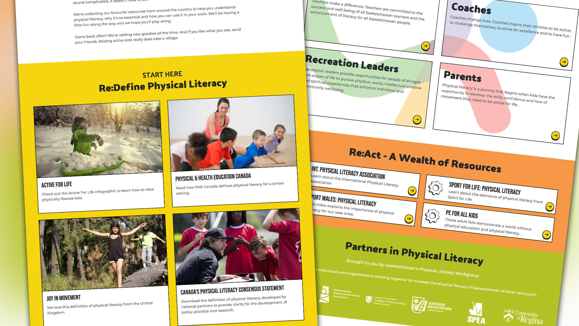 Saskatchewan Physical Literacy Working Group, Website, Sask. Phys Lit Website, Portfolio Image, We all have a role to play: Coaches, Educators, Rec Leaders, Parents.